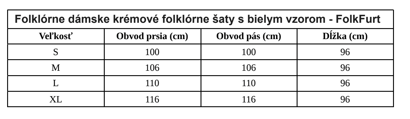 Tabuľka košele FolkFurt
